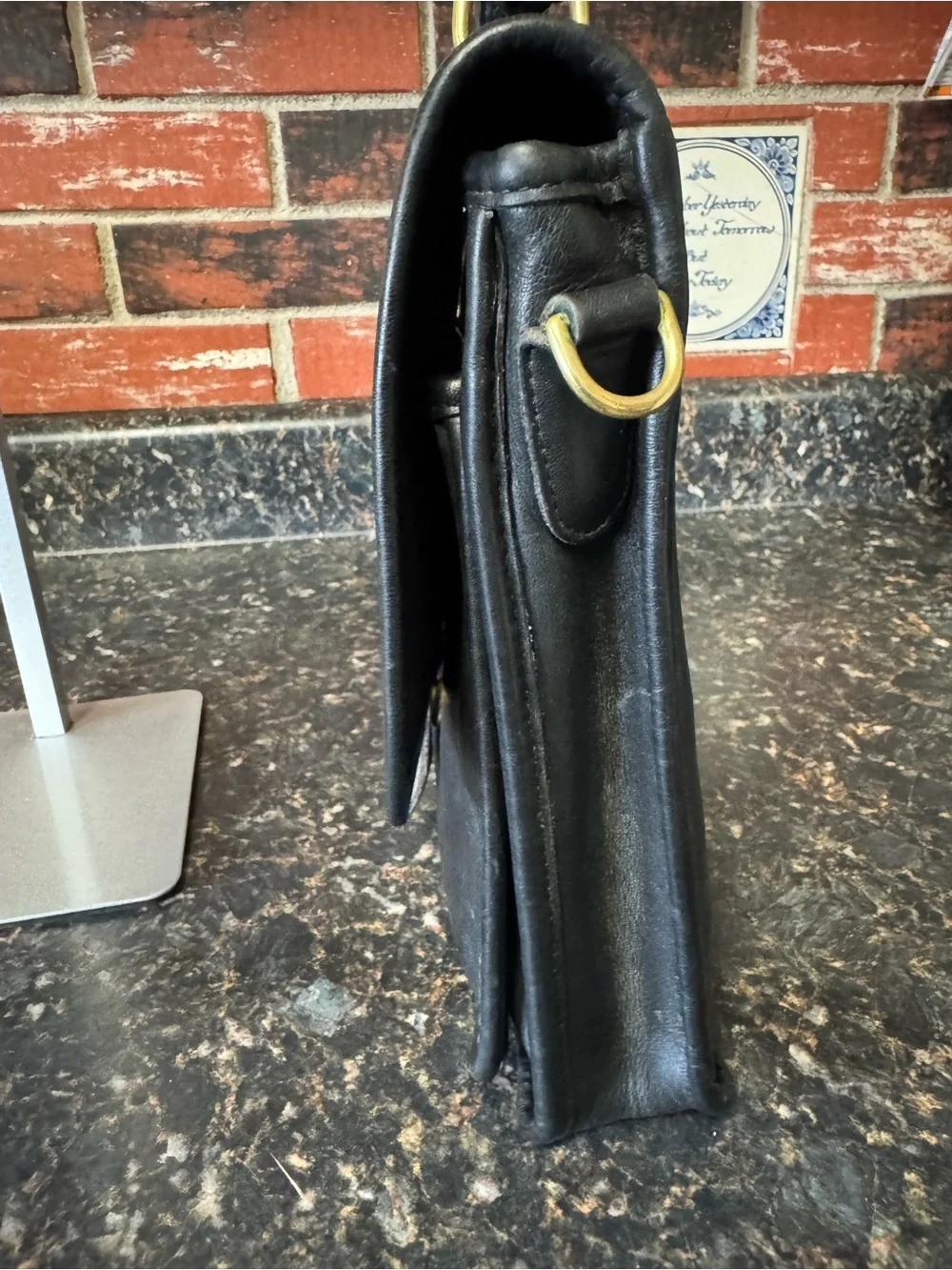 Vintage Coach Station Bag Black Leather Rare Creed Anomaly USA